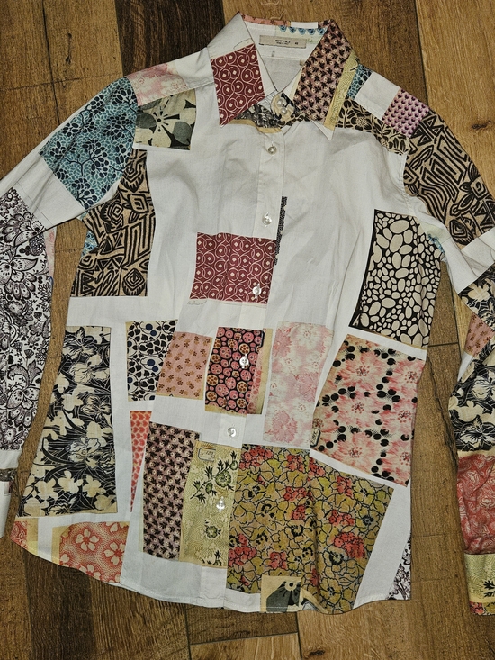 Etro Tops - Etro Cream Patchwork Style Button Top